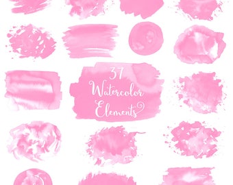 Pink watercolor splash clipart, watercolor splotches, watercolor brush strokes, pink watercolor splashes, splash clip art, watercolor logo