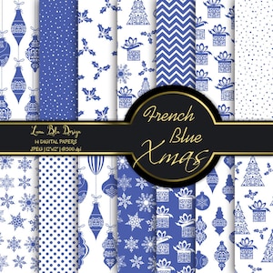 Weihnachtspapier, blau Französisch Weihnachten Papiere, Weihnachten Scrapbook Papier, blaue Weihnachten Hintergründe, Xmas digitale Papier