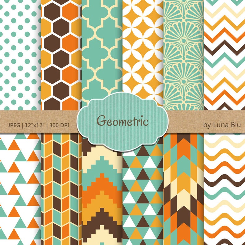 Geometric Digital Paper Geometric scrapbook Etsy