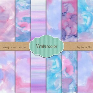 Watercolor Digital Paper: &quot;Watercolor Backgrounds&quot; pastel colors,textured digital paper, watercolor textures, scrapbooking paper