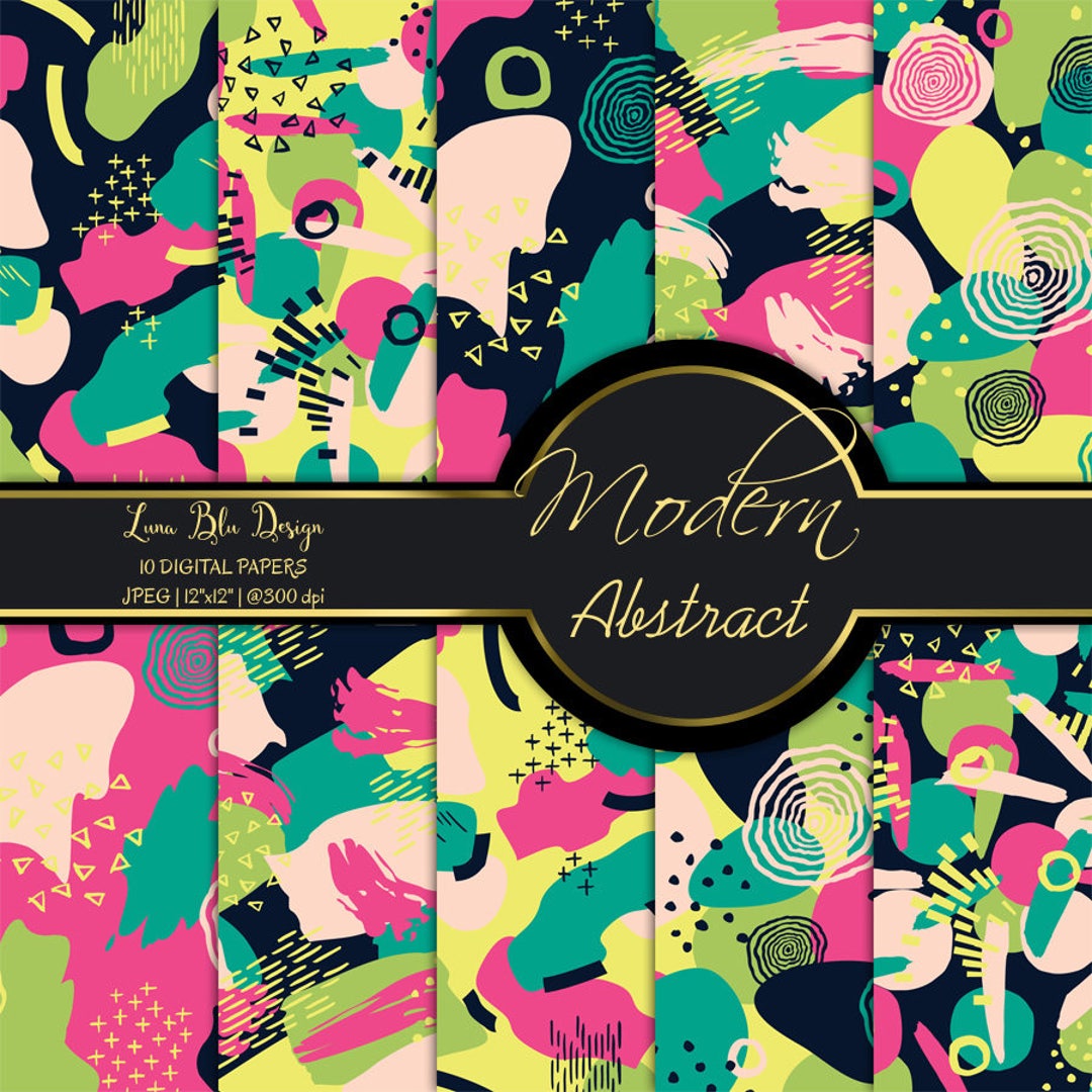 Modern Abstract Digital Paper: Trendy Seamless Patterns (12x12, 300dpi ...