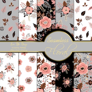 Floral Digital Paper pack, seamless floral digital paper commercial, floral digital background, floral scrapbook paper, digital paper floral