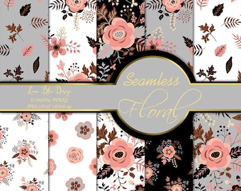 Seamless Floral Digital Paper Pack: Scrapbook Backgrounds (Digital Download)