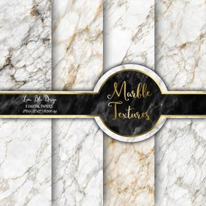 White Marble Digital Paper: Scrapbook Background Textures (Digital Download)