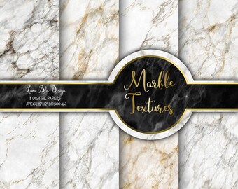 White Marble Digital Paper: Scrapbook Background Textures (Digital Download)