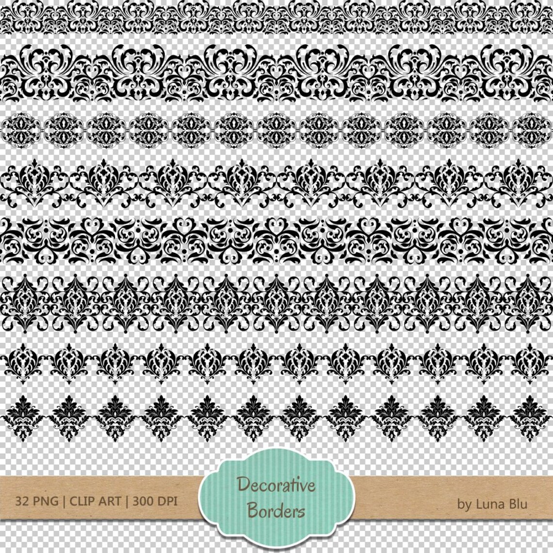 Decorative Borders damask Borders flourish Etsy