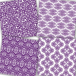 Purple Damask Digital Paper: "purple Damask Patterns" Purple Digital ...