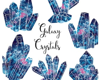 Crystal Clusters clipart: "Galaxy Crystals" watercolor crystal clipart, crystals clipart, gems clipart, gemstone clipart, watercolor clipart