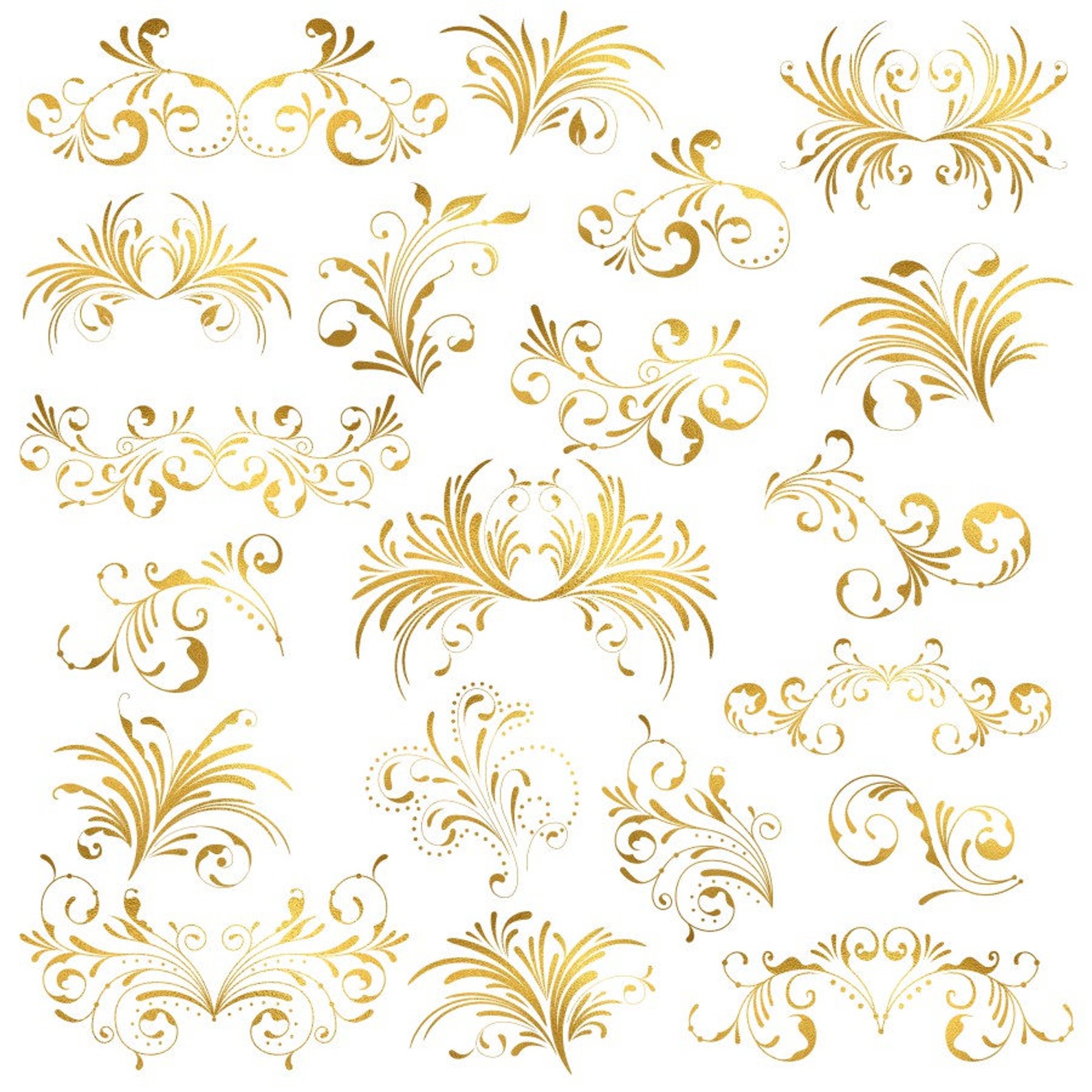 Gold Flourish Clipart PNG Decorative Swirl Flourishes - Etsy