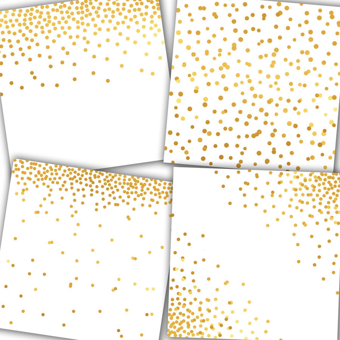 Gold Confetti Digital Paper: white and Gold - Etsy
