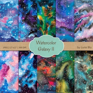 Starry nacht digitaal papier, Night sky textuur, nacht hemel digitaal papier, Galaxy Digitaal Papier, Aquarel Galaxy, ster digitaal papier