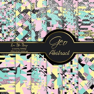 Geometric digital paper, pastel geometric, modern digital paper, modern backgrounds, abstract geometric scrapbook papers, seamless patterns