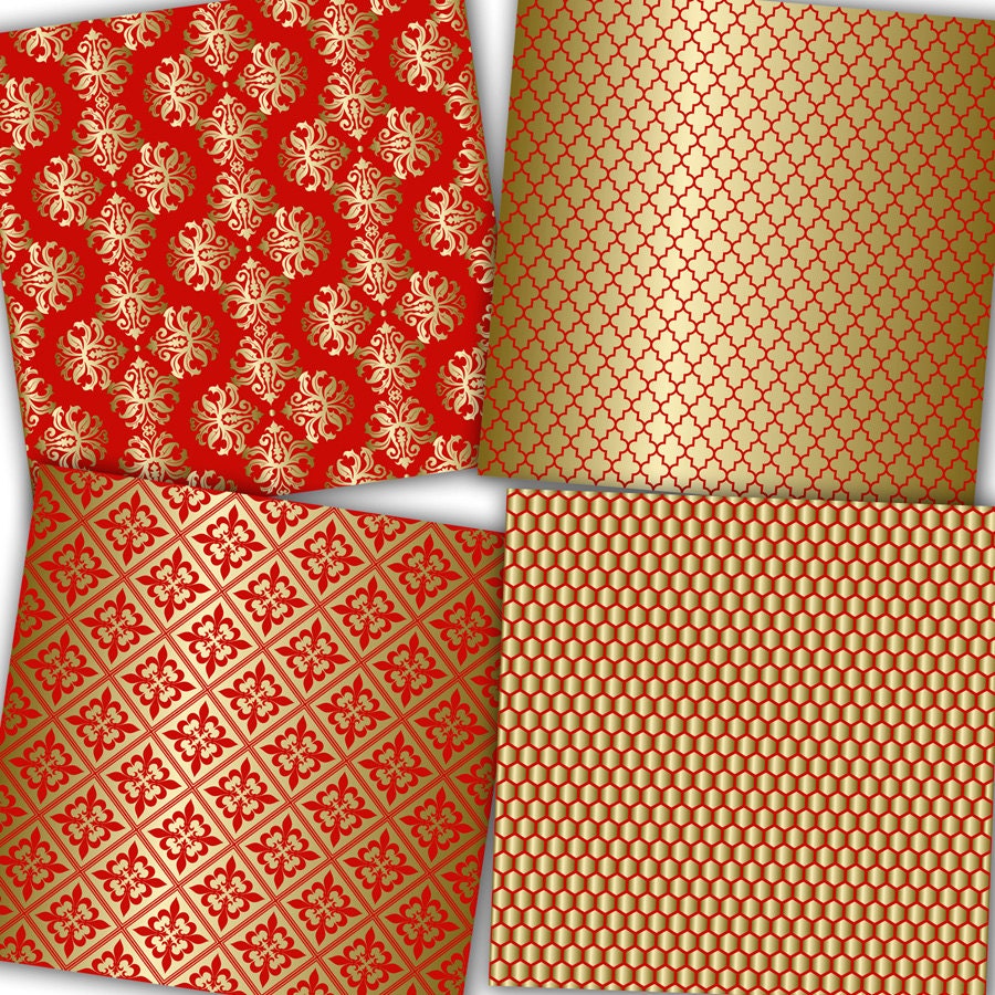 Red and Gold Christmas Digital Paper: red and Gold - Etsy