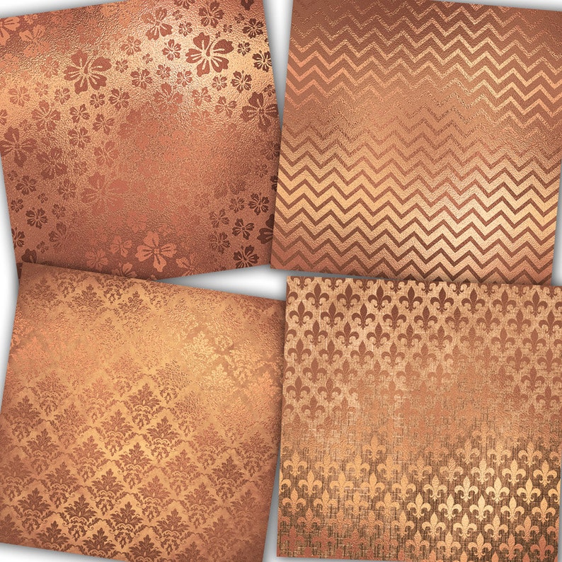 Rose Gold Foil Digital Paper rose Gold Patterns Etsy