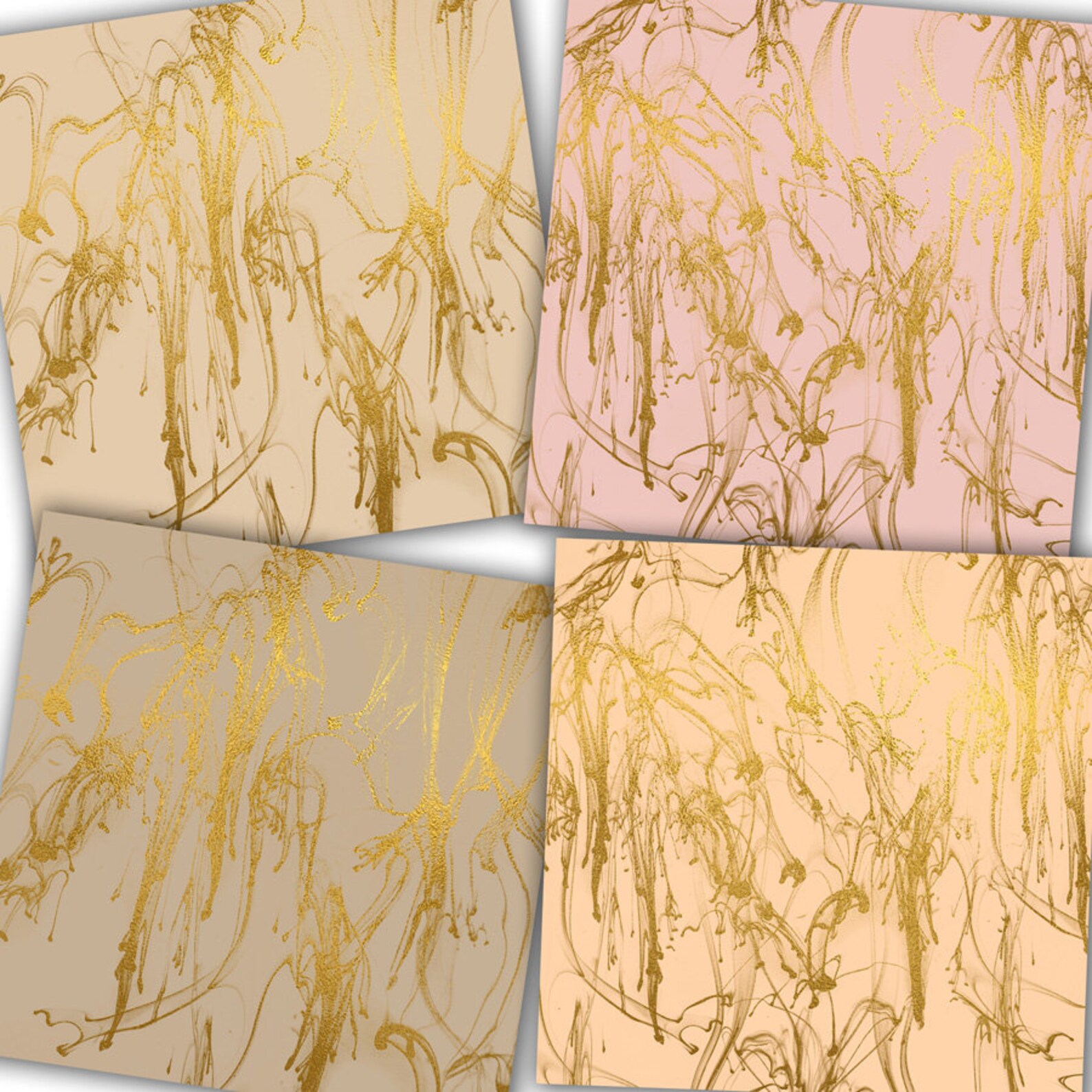 Marble Digital Paper Gold Marble Gold Foil Etsy