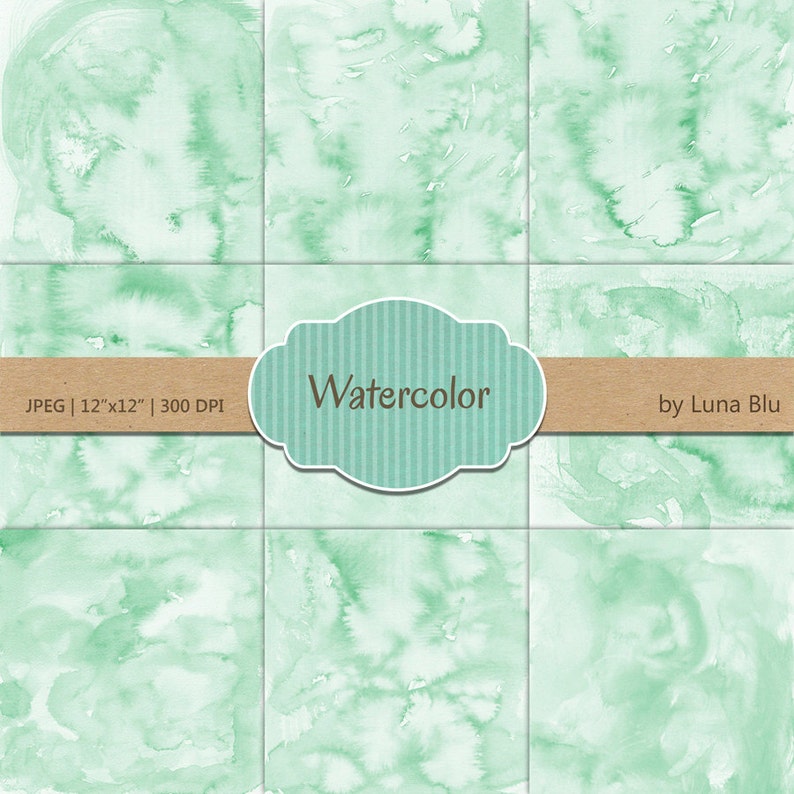 Mint Digital Paper Mint Watercolor Pastel Etsy