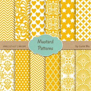 : Senf Digital "Senf-Muster" gelbe digitale Papier für Einladungen, Scrapbooking, Cardmaking, stationär, grünen Hintergrund