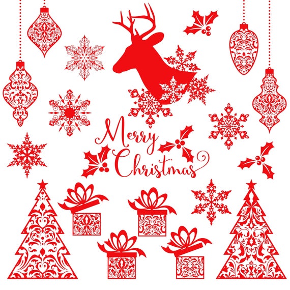 red christmas clipart set