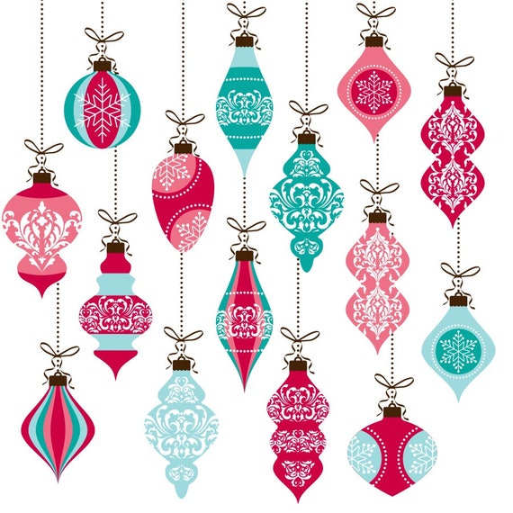 Weihnachtsschmuck Clipart Weihnachtscliparts Rosa Und Blau Etsy