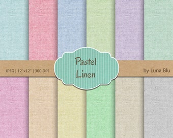 Pastel Linen Digital Paper: Scrapbook Backgrounds (Digital Download)