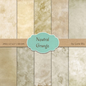 Grunge digitale Paper: "Neutrale Grunge achtergronden" met gekleurd papier, grunge texturen, oude kranten, beschikbaar als instant download