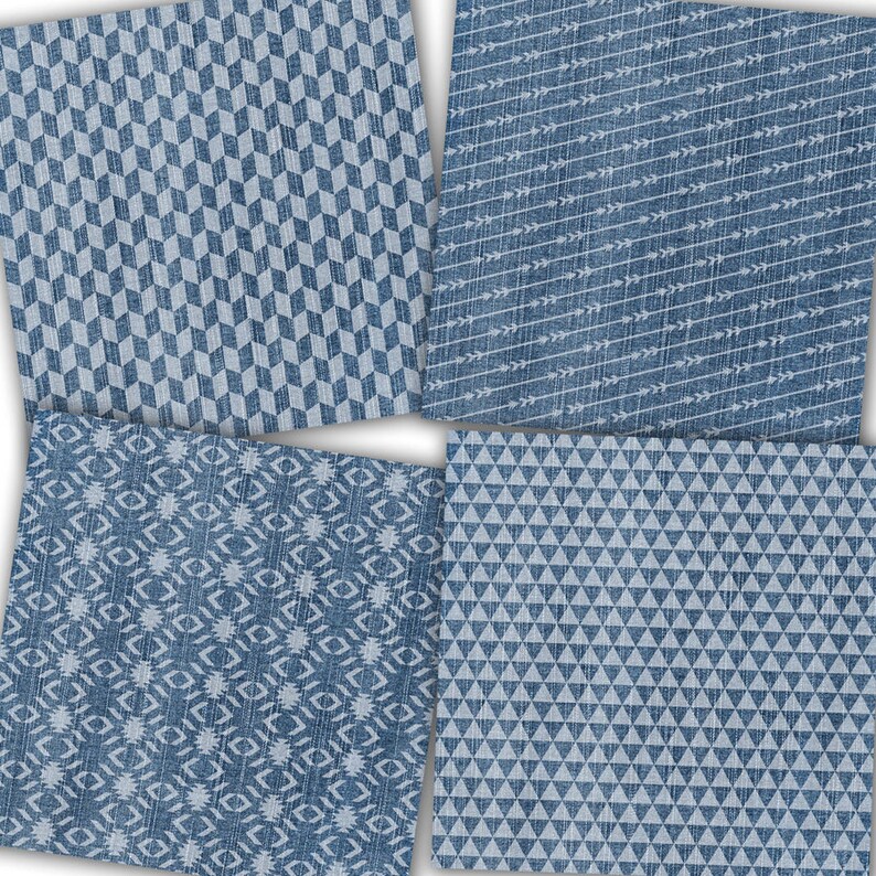 Denim Digital Paper pack: Denim Patterns for personal and commercial use, denim textures, blue jeans, patterned paper image 4