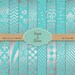 Aqua and Silver Digital Paper: "silver Foil Patterns" Aqua Digital ...