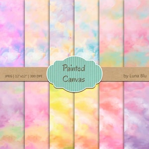 Canvas Digital paper pack: "Pastel Digital Paper" con fondos de lienzo pintados en colores pastel, papeles pintados, papel digital texturizado