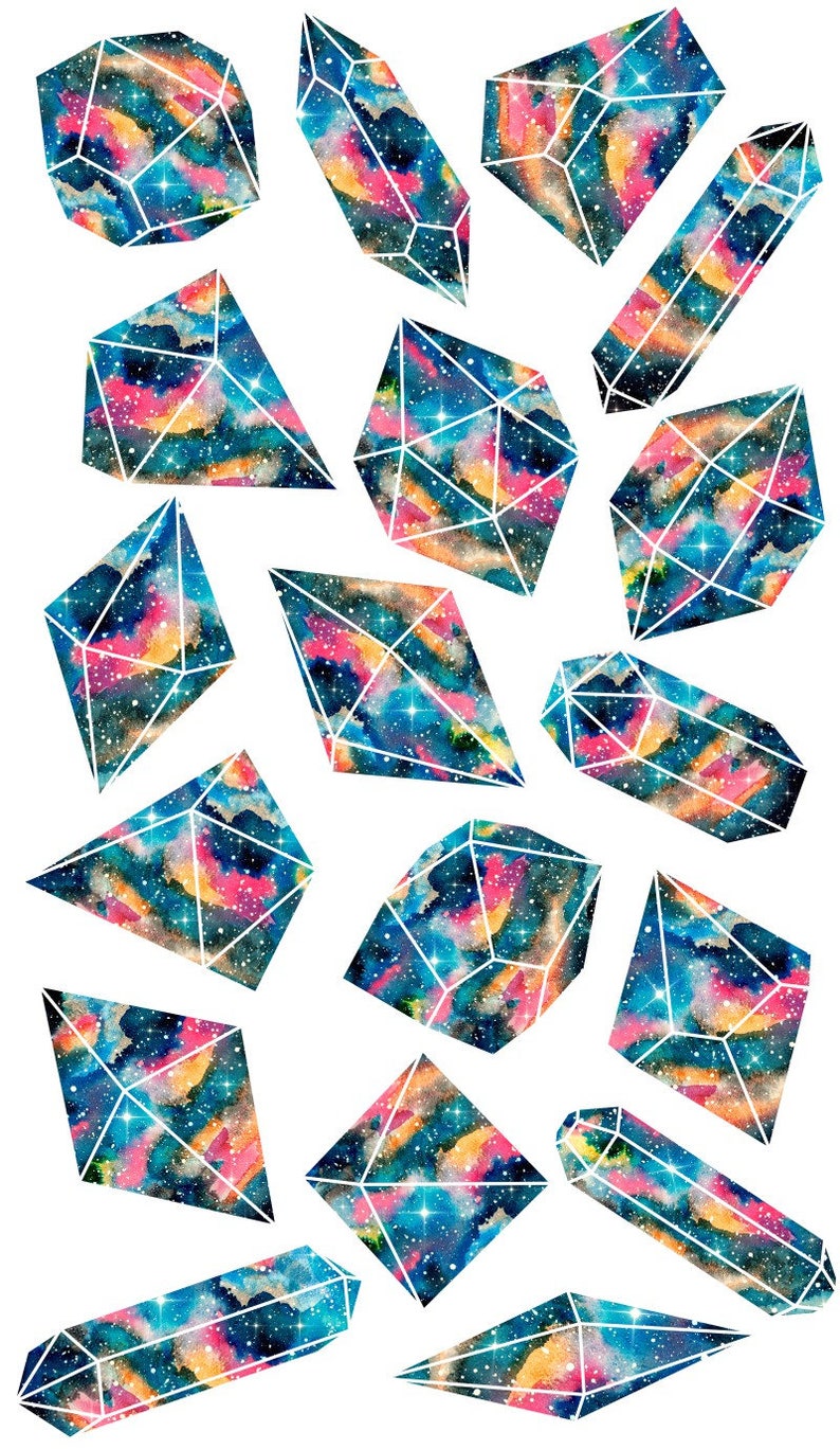 Crystals clipart: Galaxy Crystals watercolor | Etsy