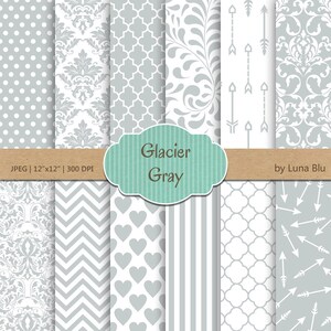 Graue Digital Papier: "Glacier Gray" Pantone Frühlingsfarben 2015, grau Scrapbook Papiere, für Einladungen, Cardmaking, Handwerk