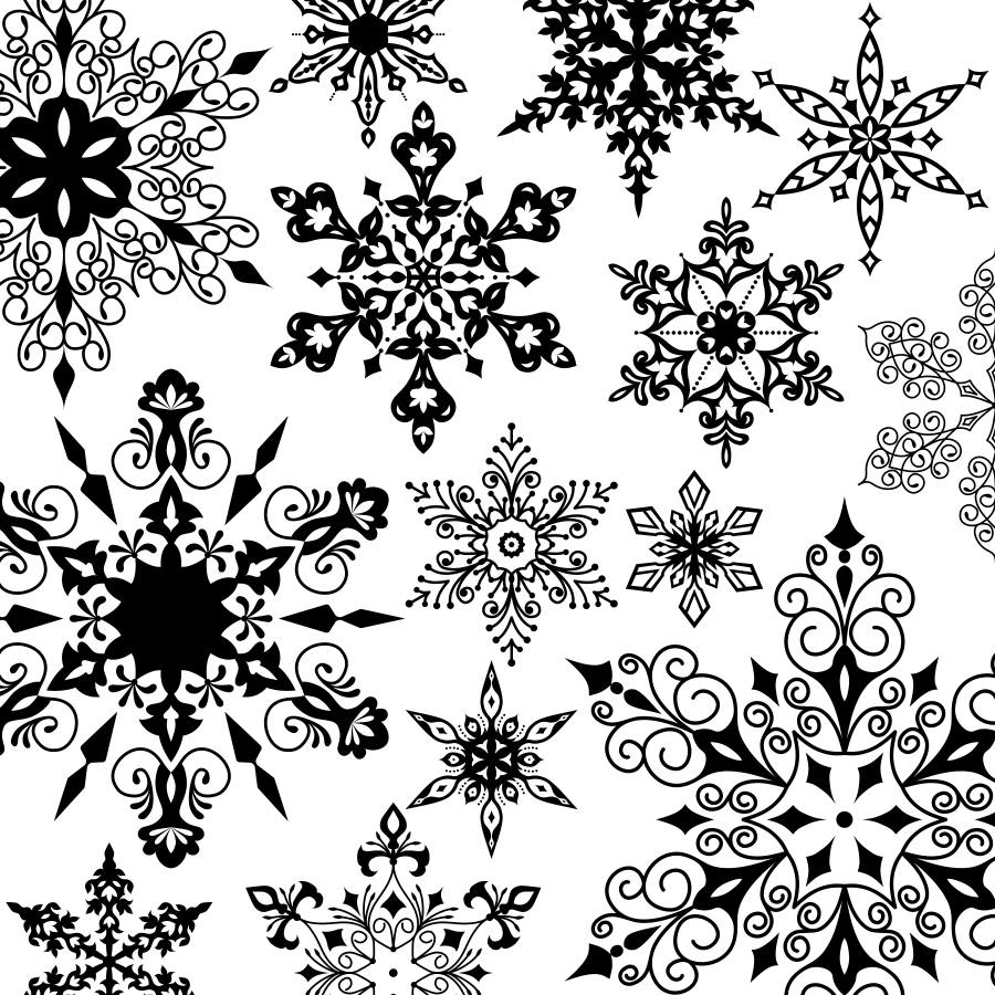 Christmas Snowflake Clipart: Ornate Black and White Snowflakes (digital  Download) - Etsy, image size:900x900