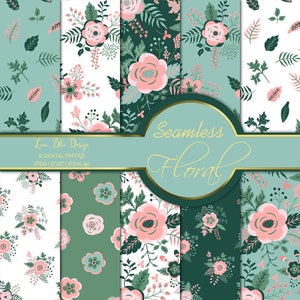 Seamless Floral Digital Paper: Spring Scrapbooking Patterns (JPG, 12x12, 300dpi)