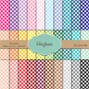 Gingham Digital Paper Pack: "Regenbogen Gingham" digitale Papier-Bundle, Gingham Scrapbook Papier, Satz von 30, kommerzielle Nutzung, Mega-Pack