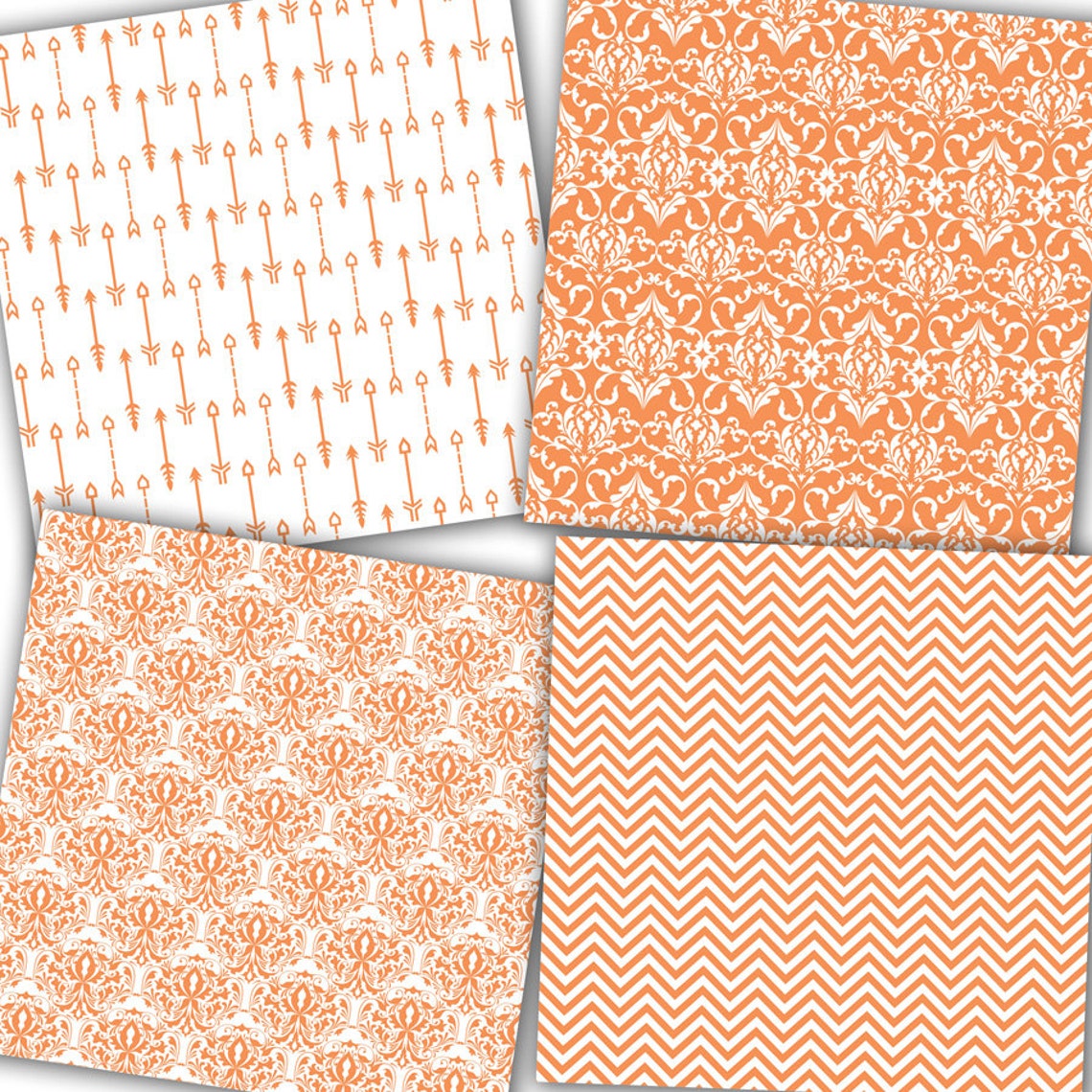 Tangerine Digital Paper Tangerine Patterns Etsy