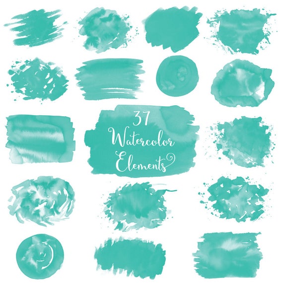 Aquarell Spritzer Clipart Mint Aquarell Pinselstriche Mint Etsy