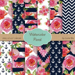 Aquarell Blumen Digital Papier: "Aquarell Florals" Aquarell Blumen, Blumen scrapbookingpapier, Aquarell Clipart, floralen Mustern