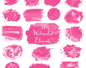 Watercolor splash clipart, pink watercolor brush strokes, pink watercolor splashes, splash clip art, watercolor splotches, watercolor logo