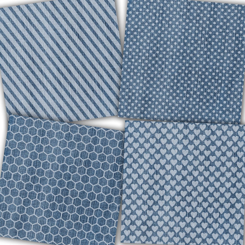 Denim Digital Paper pack: Denim Patterns for personal and commercial use, denim textures, blue jeans, patterned paper image 2