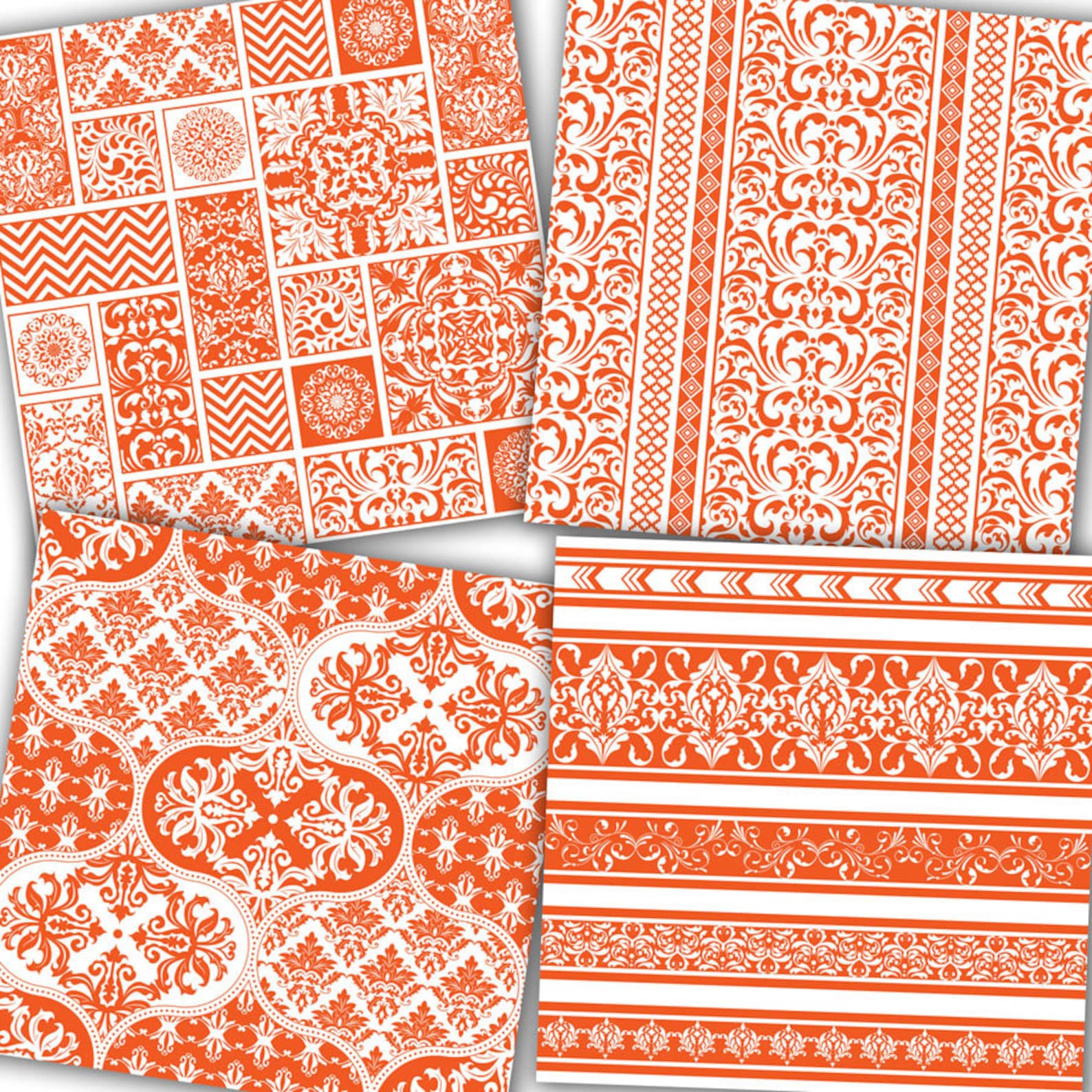 Orange Scrapbook Paper orange Seamless Patterns Etsy