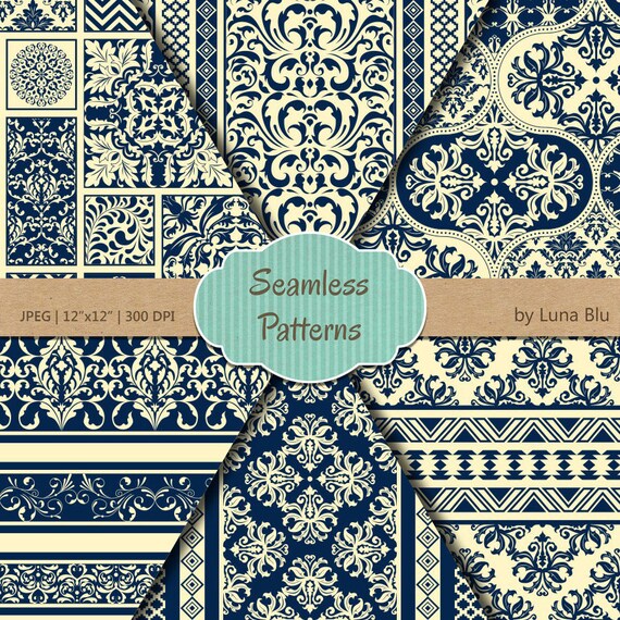 Navy Backgrounds: Navy and Cream Seamless Patterns | Etsy