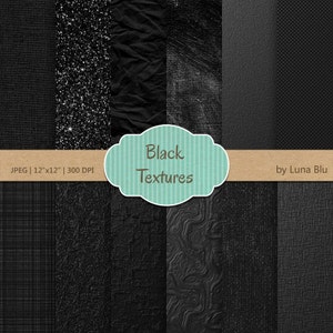 Textura papel Digital: "Texturas del negro" negro papel digital, fondos texturados, grande para tarjetas de visita, descarga instantánea