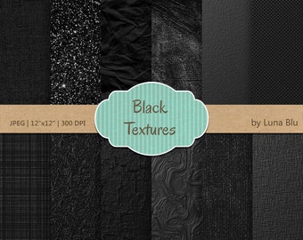 Textured Digital Paper: &quot;Black Textures&quot; black digital paper, textured backgrounds, great for business cards, Instant Download