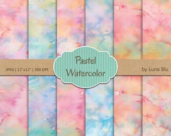 Pastel Watercolor Textures: Scrapbook Paper (Digital Download)