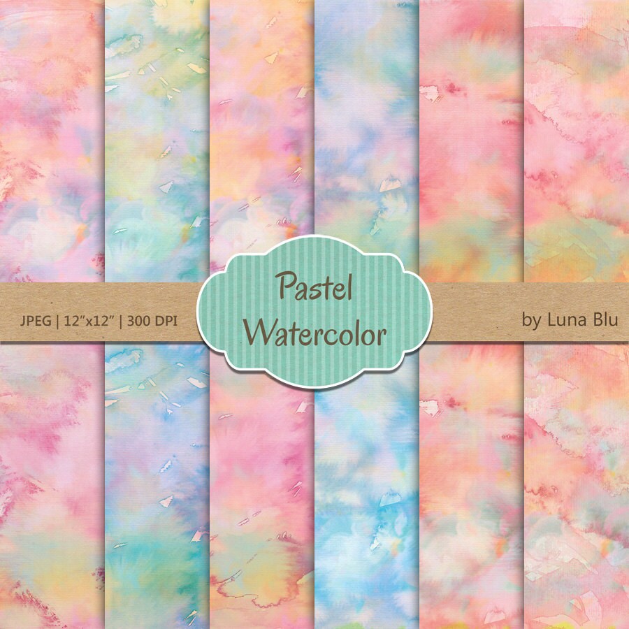 Watercolor Digital Paper Pastel Watercolor Etsy