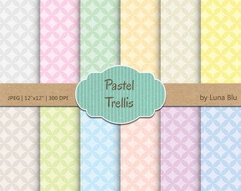Pastel Trellis Digital Paper: Scrapbooking Backgrounds (Digital Download)