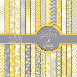 Gelb und grau gelb digitales Papier, gelb Scrapbook Papier, gelben Hintergrund, Cardmaking, digitales Papier kommerzielle Nutzung, Einladungen