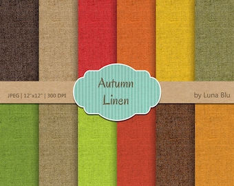 Herbstliches Leinen Digital Papier Pack: Scrapbook Hintergründe (Digitaler Download)