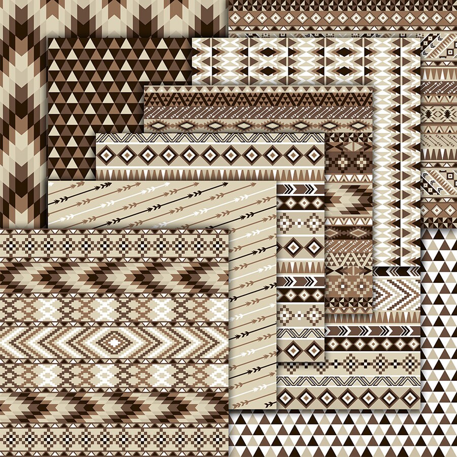 Neutral Tribal Digital Paper: Aztec Geometric Patterns (JPG) - Etsy