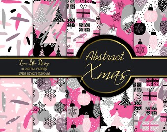 Modern Christmas Digital Paper: Abstract Holiday Patterns (12x12 inches)