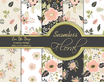 Seamless Floral Digital Paper Pack: Spring Backgrounds (Digital Download)